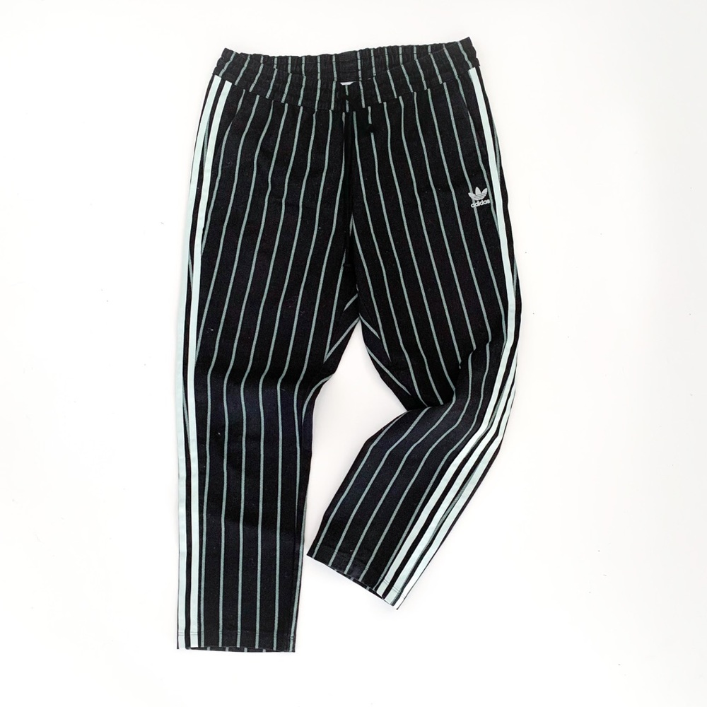 Adidas Striped Jogger Pants Black & Mint Green